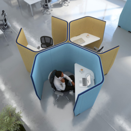 Priva Large Hexagonal Left Hand Workstation Pod  W1800 x H1500 x D2000mm