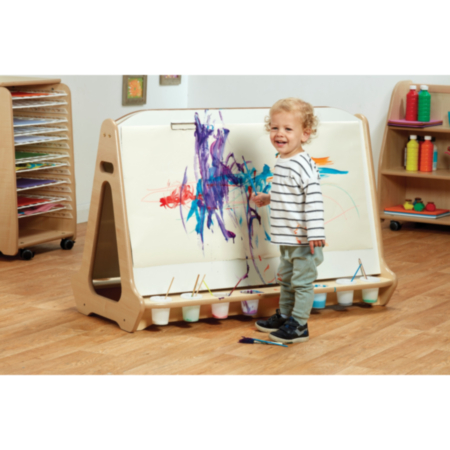 Millhouse Early Years Wooden Double-Sided 2 in 1 Whiteboard and Chalkboard Easel - 4 Person 