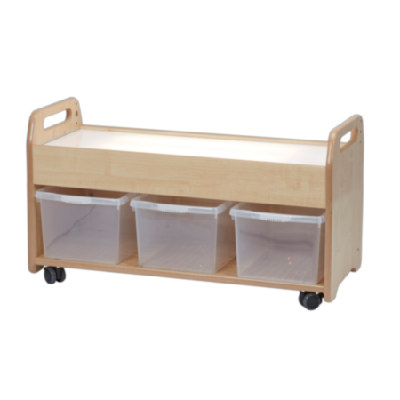 Millhouse Low Level Mobile Light Box Trolley with Clear Storage Tubs