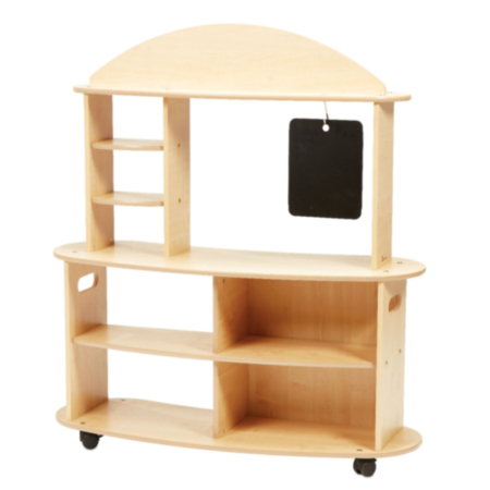Millhouse Indoor Role Play Mobile Market Set with Double Sided Chalkboard and Storage Shelves