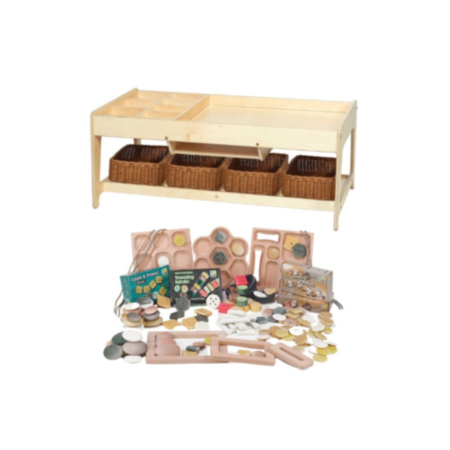 Millhouse Investigative Play &amp; Storage Table with 4 Baskets plus PT1146 Loose Counting &amp; Sorting Parts Kit