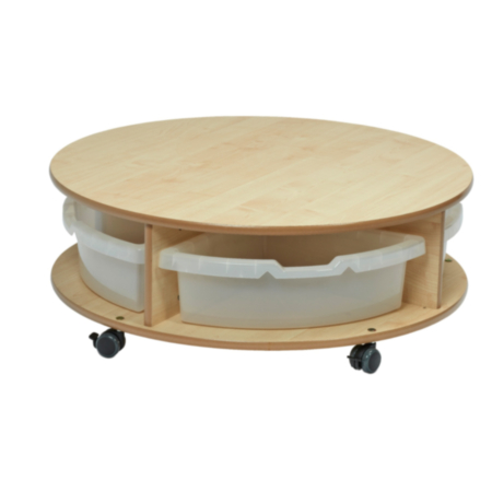 Millhouse Early Years Indoor Maple Mobile Single Tier Circular Unit with 4 Trays
