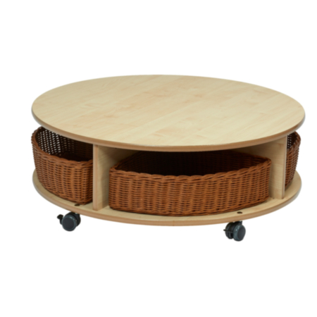 Millhouse Early Years Indoor Maple Mobile Single Tier Circular Unit with 4 Baskets