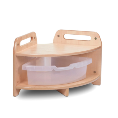 Millhouse Early Years Indoor Maple Low Corner Unit with 1 Clear Tub