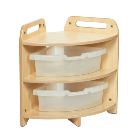 Millhouse Early Years Indoor Maple Tall Corner Unit with 2 Clear Tubs