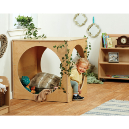 Millhouse Early Years Wooden Reading Cube with Double Sided Wipe Clean Floor Mat