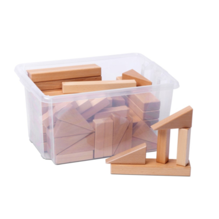 Millhouse Early Years Triangle and Pillar Wooden Construction Blocks Set