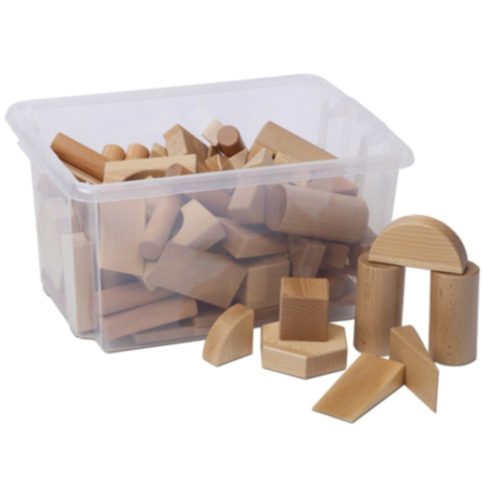 Millhouse Early Years Multi-shape Wooden Construction Blocks Set