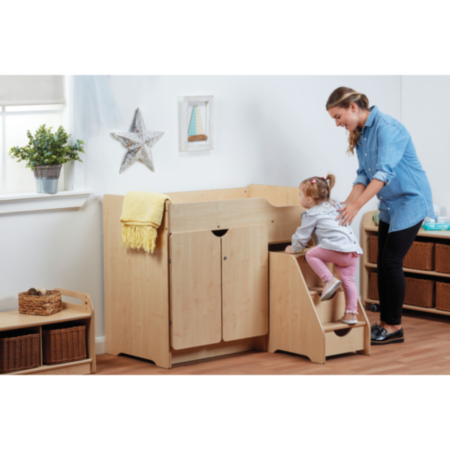 Millhouse Wooden Baby Changing Unit with Steps with FREE Changing Mat