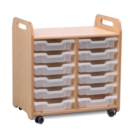 Millhouse Early Years Double Column Shallow Tray Storage Unit with Castors