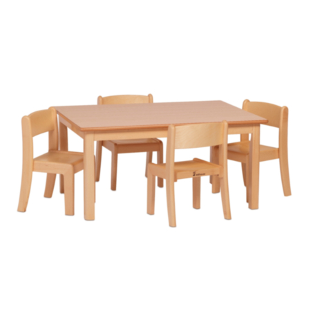Millhouse Early Years Rectangular Table and 4 Beech Stacking Chairs