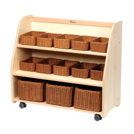 Millhouse Mobile Tiered Shelf Unit with Mirror Back With Baskets  