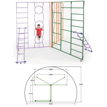 Indoor Physical Education Rainbow Climbing Frame for Schools