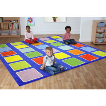 Rainbow Squares Large Placement Classroom Carpet