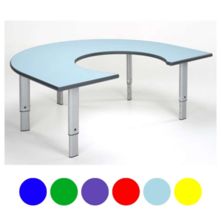 Metalliform Rainbow Horseshoe Height Adjustable Classroom Table