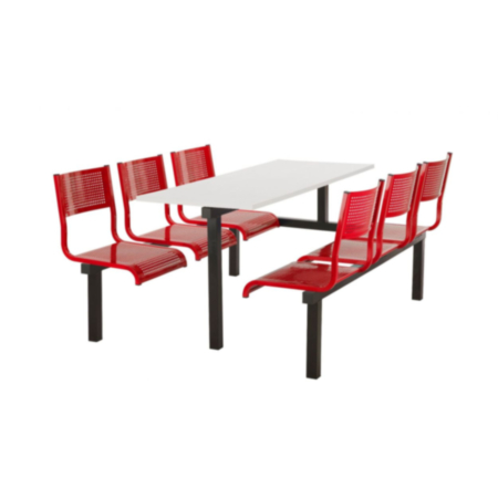 Barrett Metal Perforated 6 Seater Fast Food Seating Unit with 1 Way Access 
