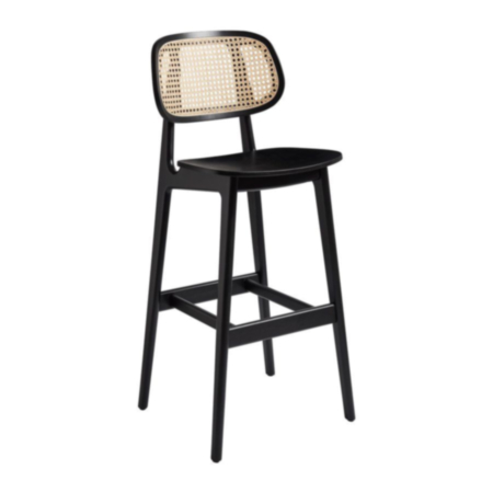 Relish Rattan Satin Black Cafe Bistro Bar Stool