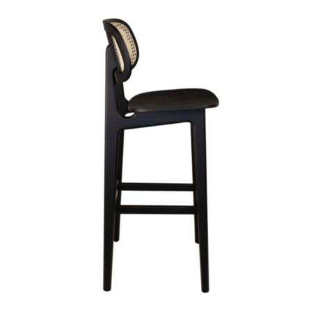 Relish Rattan Satin Black Cafe Bistro Bar Stool