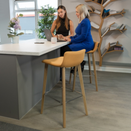 Remy Breakout Upholstered High Stool with Oak Legs