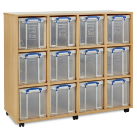 Monarch Classroom Storage Unit with 12 x 24L Really Useful Boxes