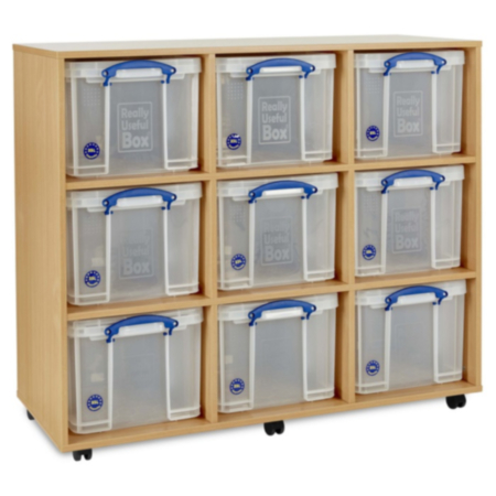 Monarch Classroom Storage Unit with 9 x 35L Really Useful Boxes