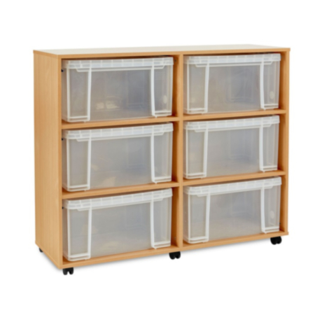 Monarch Classroom Storage Unit with 6 x 48L Really Useful Boxes