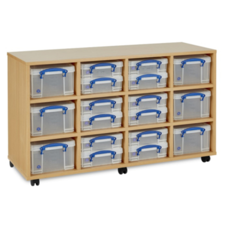 Monarch Classroom Storage Unit with 12 x 4L and 6 x 9L Really Useful Boxes