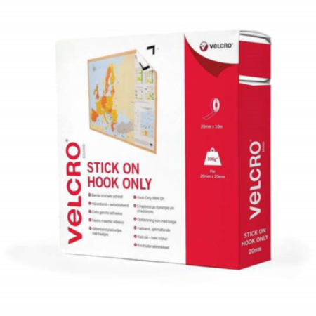 VELCRO White Stick on Hook Tape - 20mm x