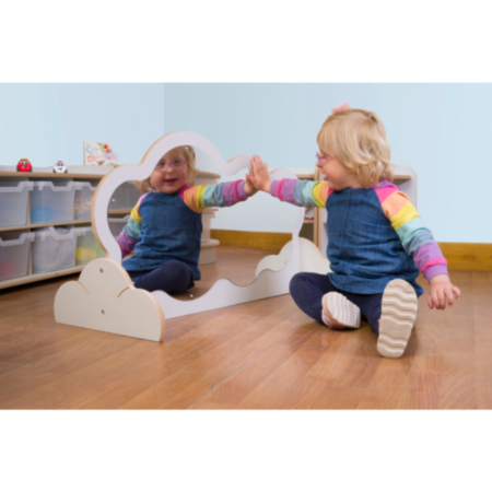 Early Years Antibacterial Grey Double-Sided Cloud Crawl Up Mirror