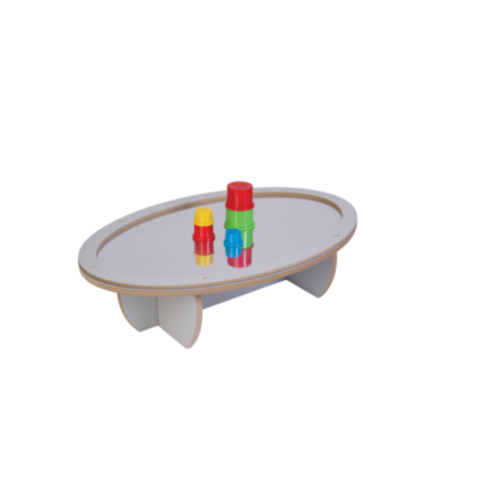 Early Years Low Grey Oval Mirrored Table 
