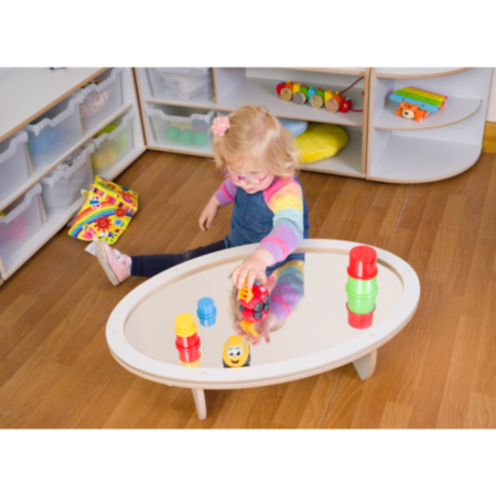 Early Years Low Grey Oval Mirrored Table 