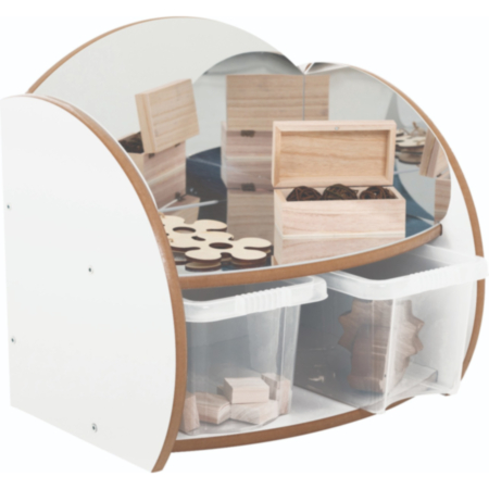 Mini Range Shelf Storage Stand with Mirrors and Clear Trays 