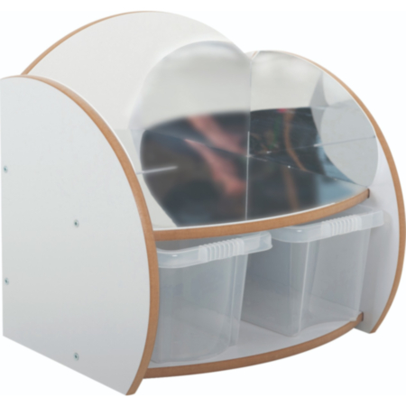 Mini Range Shelf Storage Stand with Mirrors and Clear Trays 