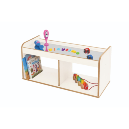 Mini Range Wooden Mirror Top Open Storage Unit