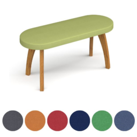 Saxon Breakout Curved Upholstered Bench with Solid Oak Legs