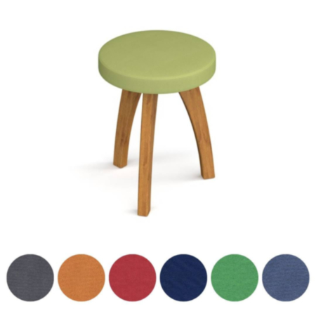 Saxon Breakout Upholstered Circular Stool with Solid Oak Legs