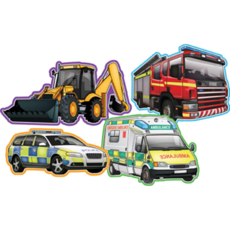 Primary School Indoor or Outdoor Role Play Vehicles at Work Signs - Set of 4