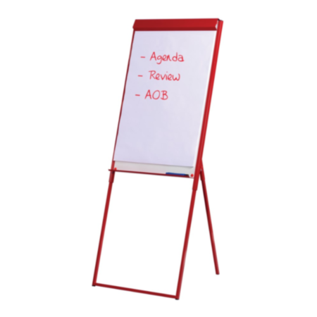 2 Clix Non Magnetic Flip Chart Easel with Dry Wipe Surface - Red