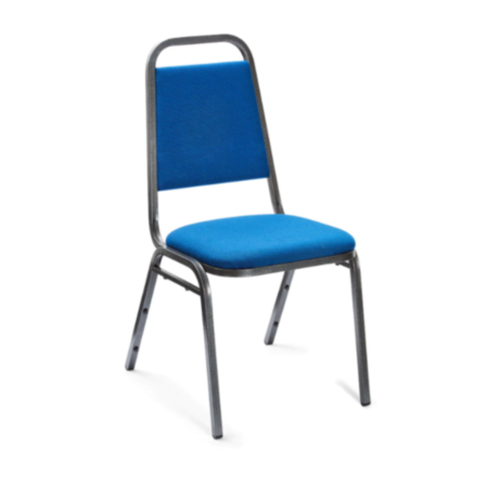 Essential Banqueting Silver Steel Chair with Blue Fabric Padded Seat