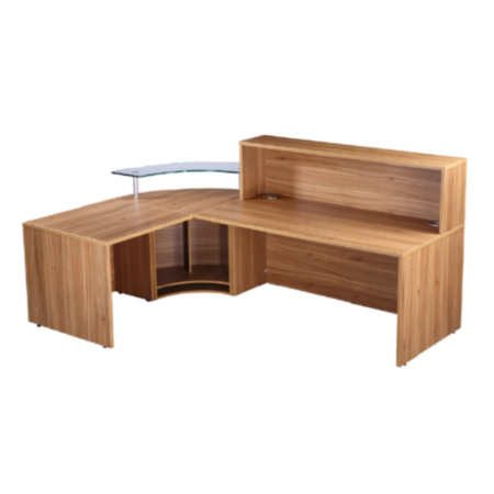 Reception Counter with Glass Shelf and Kickplate - American Black Walnut