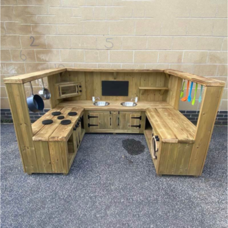 Early Years Outdoor Wooden Supreme ‘U’ Shaped Mud Kitchen