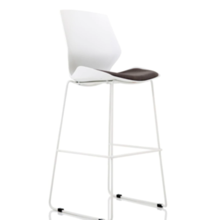 Florence Grey Fabric Seat White Frame High Stool