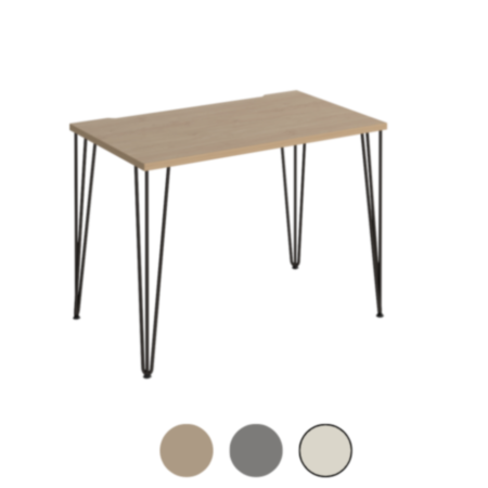Tikal Straight Oak Desk with Black Hairpin Legs