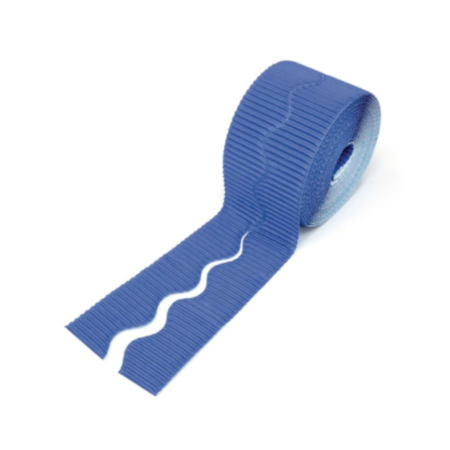 BordetteÂ® Scalloped Corrugated Card Border Roll - 57mm x 15m - Royal Blue
