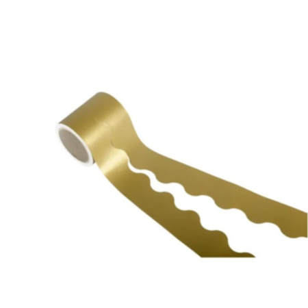 EduCraft Scalloped Paper Border Rolls - 57mm x 100m - Gold