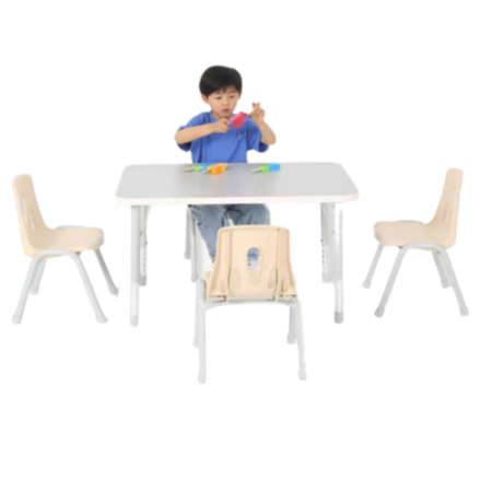  Thrifty Grey Rectangular Height Adjustable Classroom Table - 4 Seater