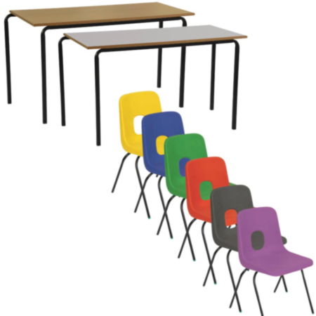 Hille E Series Chair and Crushed Bent Table Secondary School Class Pack Bundle