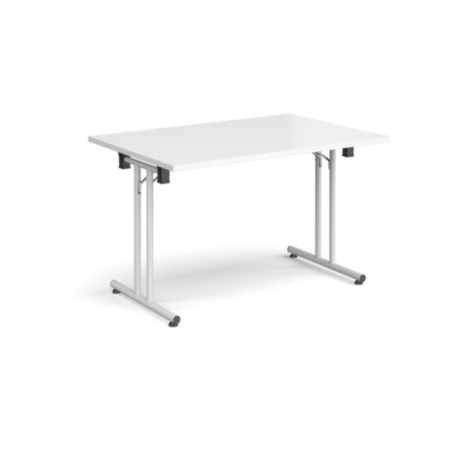 Rectangular Folding Leg Table with White Legs and Straight Foot Rails - 1200x800mm - White