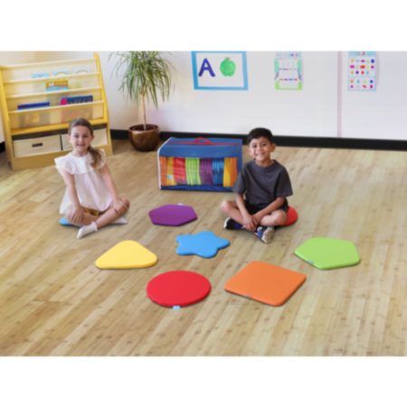 Classroom Rainbow Shapes Sitting Mats and Holdall