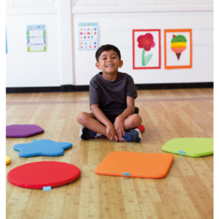 Classroom Rainbow Shapes Sitting Mats and Holdall